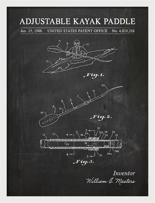 Adjustable Kayak Paddle Chalkboard Patent Us4820216a