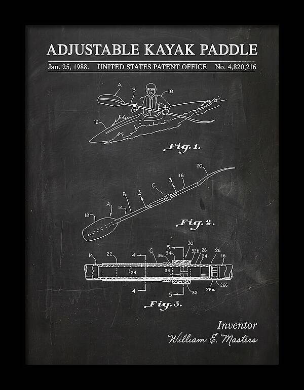 Adjustable Kayak Paddle Chalkboard Patent Us4820216a