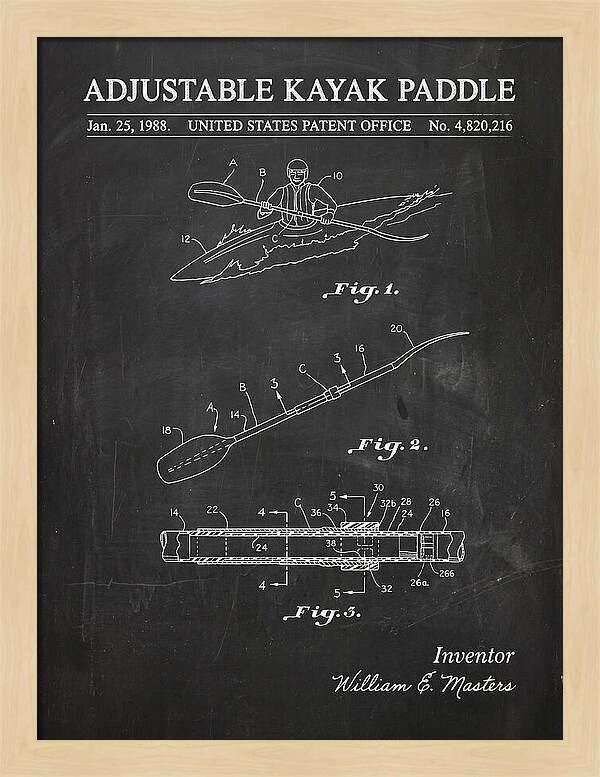 Adjustable Kayak Paddle Chalkboard Patent Us4820216a