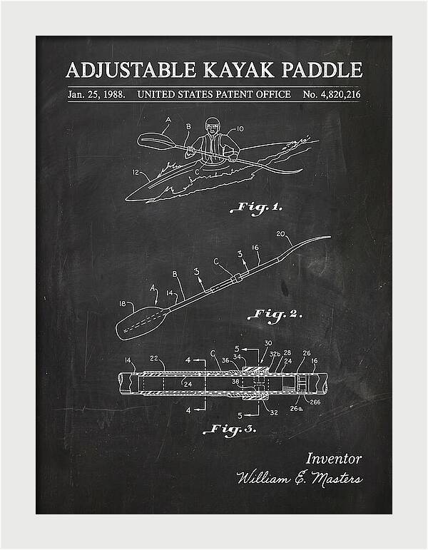 Adjustable Kayak Paddle Chalkboard Patent Us4820216a