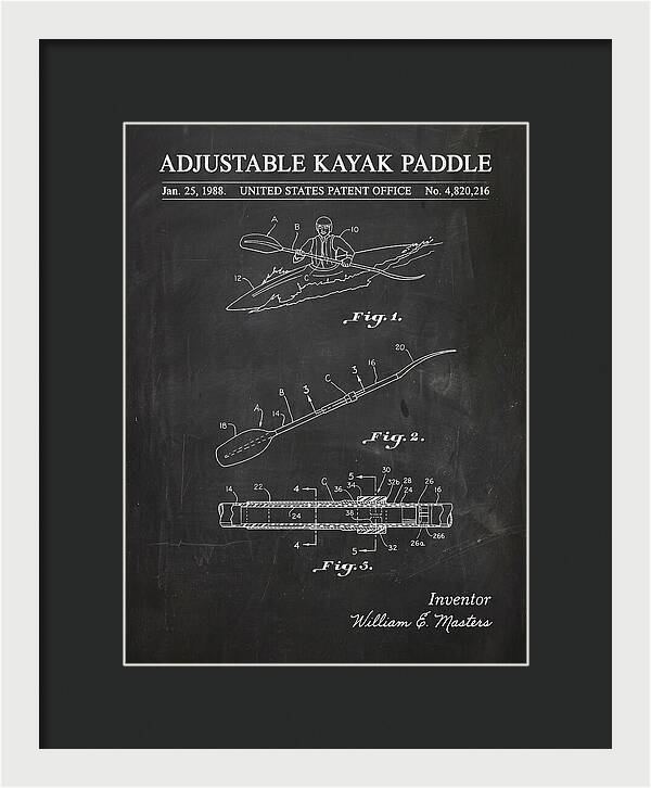 Adjustable Kayak Paddle Chalkboard Patent Us4820216a