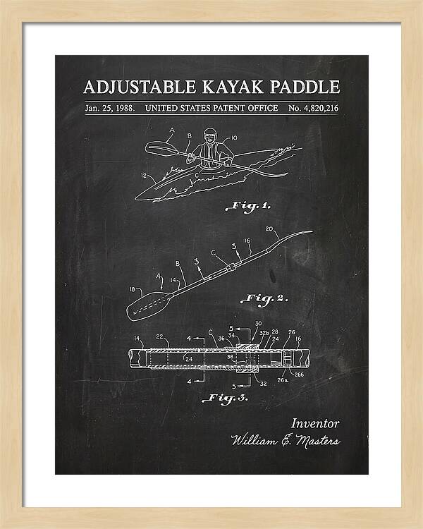 Adjustable Kayak Paddle Chalkboard Patent Us4820216a