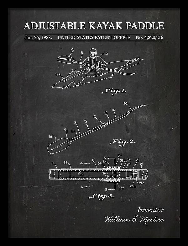 Adjustable Kayak Paddle Chalkboard Patent Us4820216a