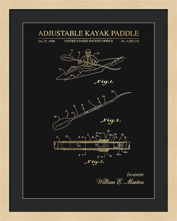 Adjustable Kayak Paddle Gold Patent Us4820216a