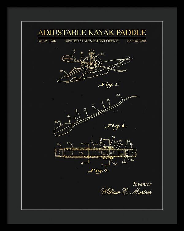 Adjustable Kayak Paddle Gold Patent Us4820216a