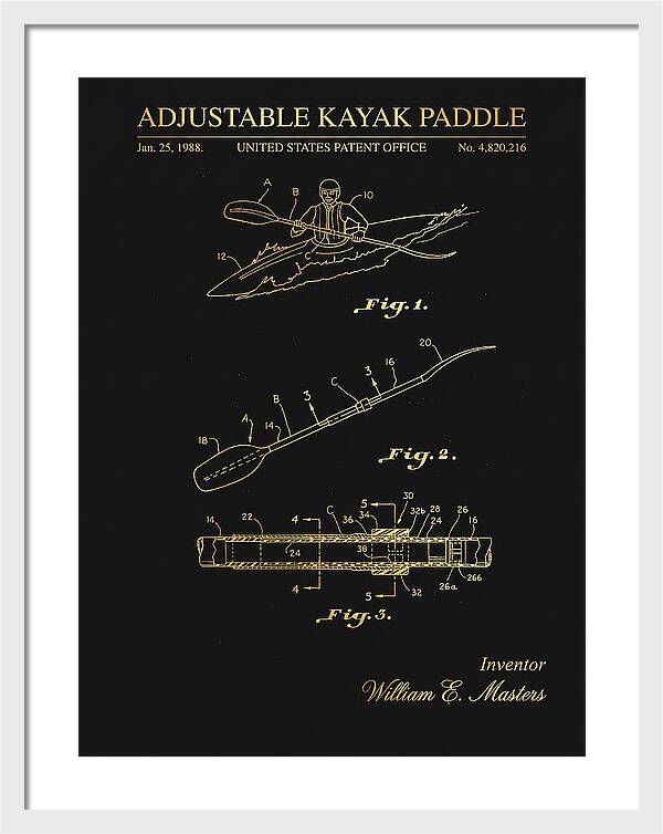 Adjustable Kayak Paddle Gold Patent Us4820216a