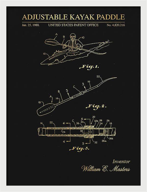 Adjustable Kayak Paddle Gold Patent Us4820216a