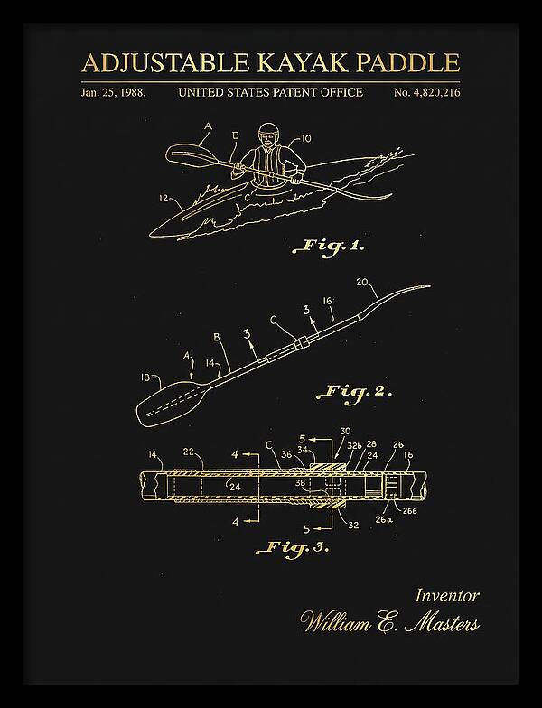 Adjustable Kayak Paddle Gold Patent Us4820216a