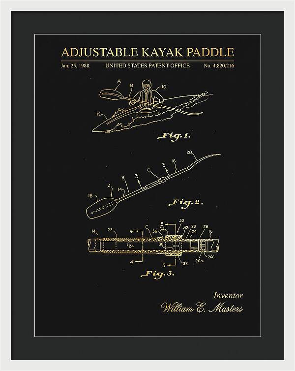 Adjustable Kayak Paddle Gold Patent Us4820216a