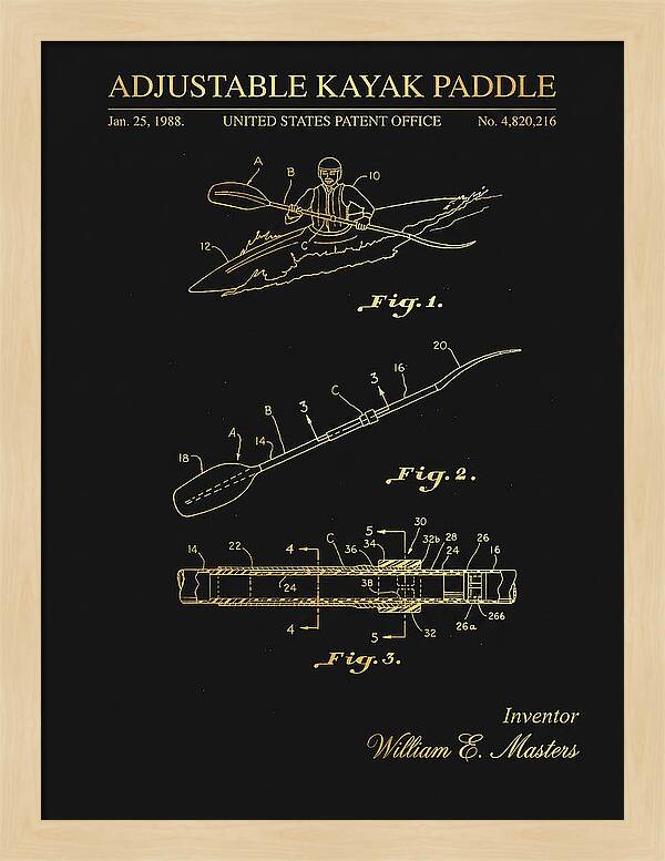 Adjustable Kayak Paddle Gold Patent Us4820216a