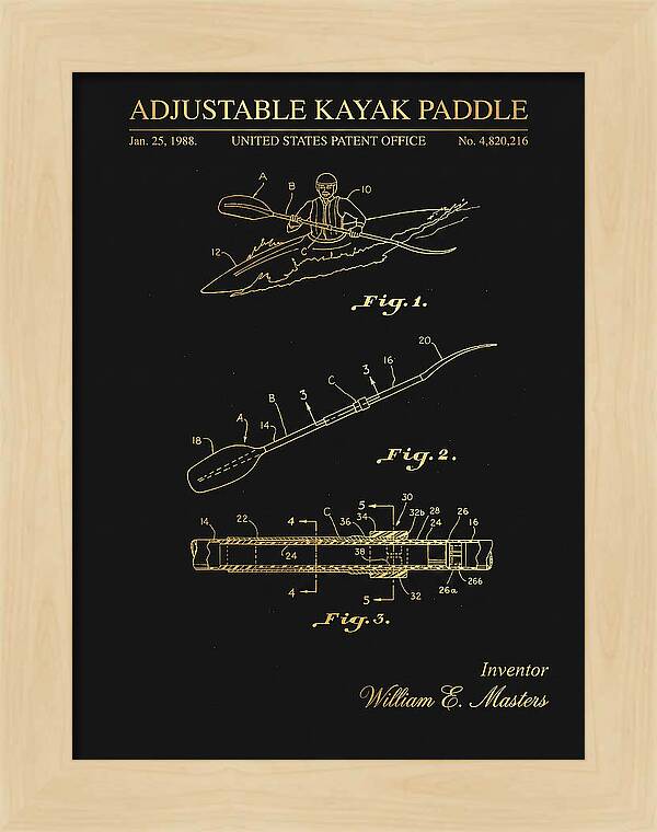 Adjustable Kayak Paddle Gold Patent Us4820216a