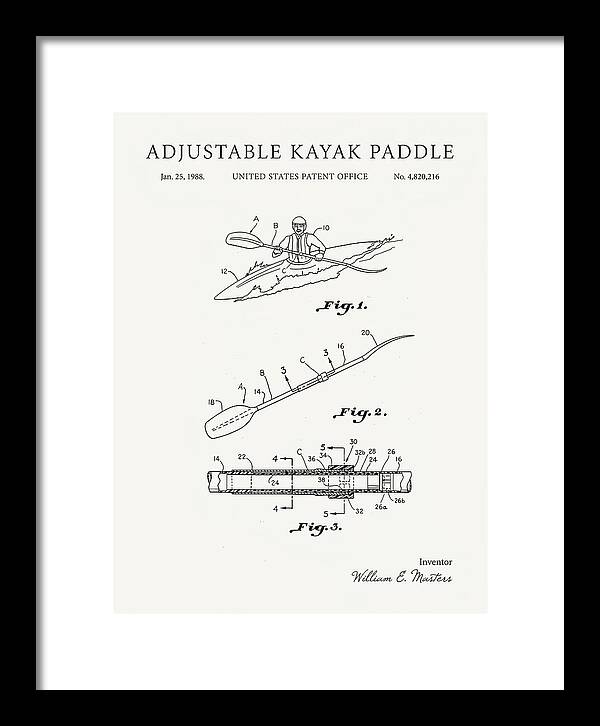 Adjustable Kayak Paddle Minimalist Patent Us4820216a