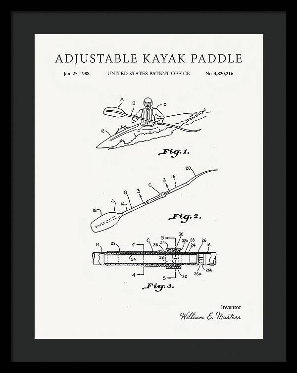 Adjustable Kayak Paddle Minimalist Patent Us4820216a