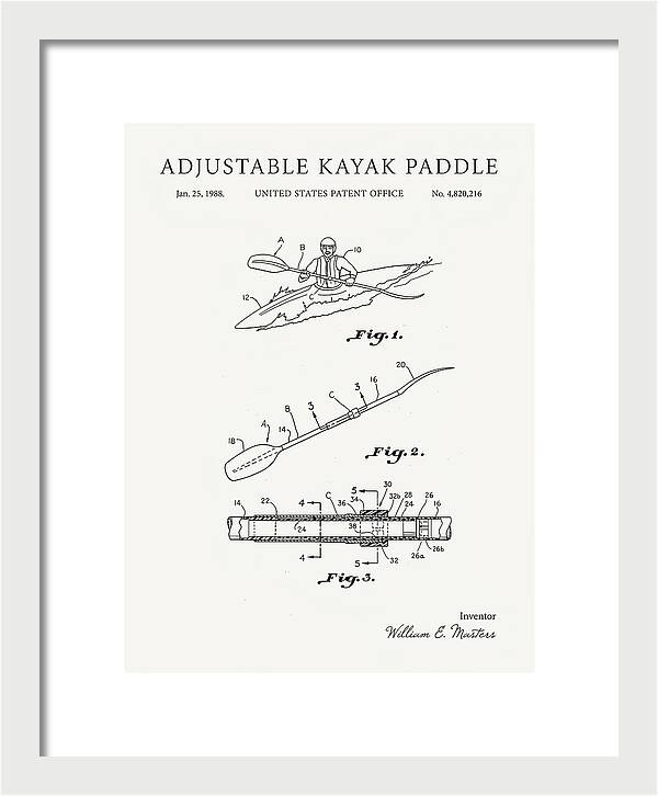 Adjustable Kayak Paddle Minimalist Patent Us4820216a