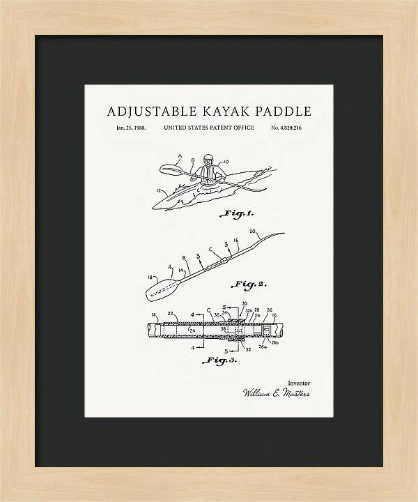 Adjustable Kayak Paddle Minimalist Patent Us4820216a
