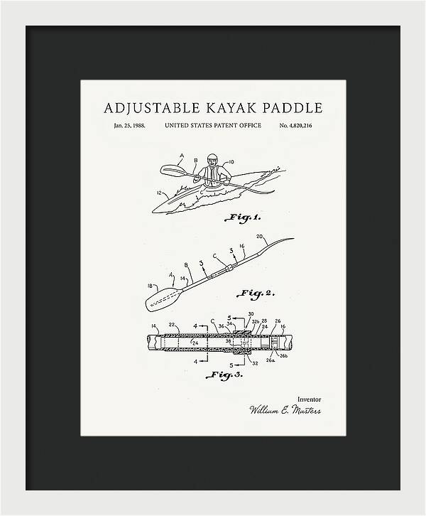 Adjustable Kayak Paddle Minimalist Patent Us4820216a
