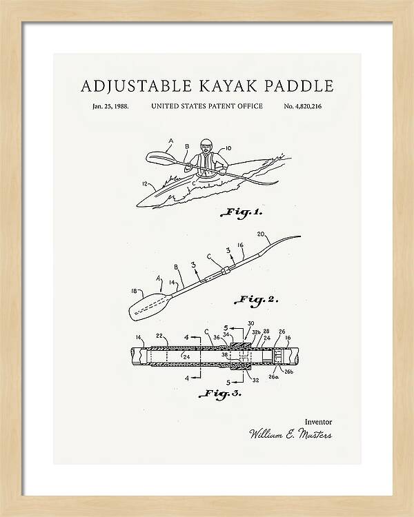Adjustable Kayak Paddle Minimalist Patent Us4820216a
