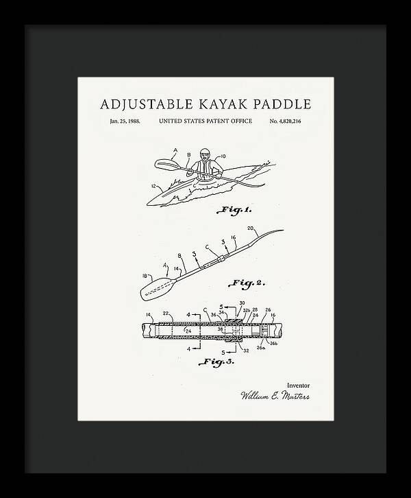 Adjustable Kayak Paddle Minimalist Patent Us4820216a