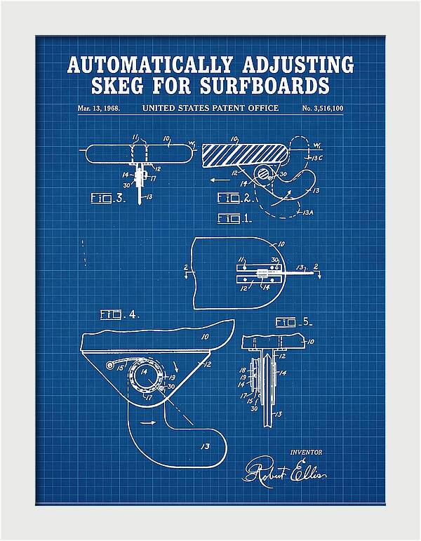 Adjusting Surfboard Skeg Blueprint Patent Us3516100a