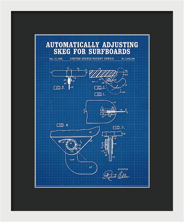 Adjusting Surfboard Skeg Blueprint Patent Us3516100a