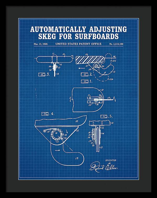 Adjusting Surfboard Skeg Blueprint Patent Us3516100a