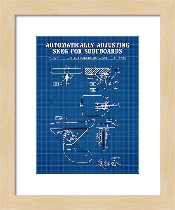 Adjusting Surfboard Skeg Blueprint Patent Us3516100a
