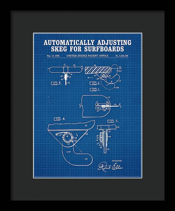 Adjusting Surfboard Skeg Blueprint Patent Us3516100a