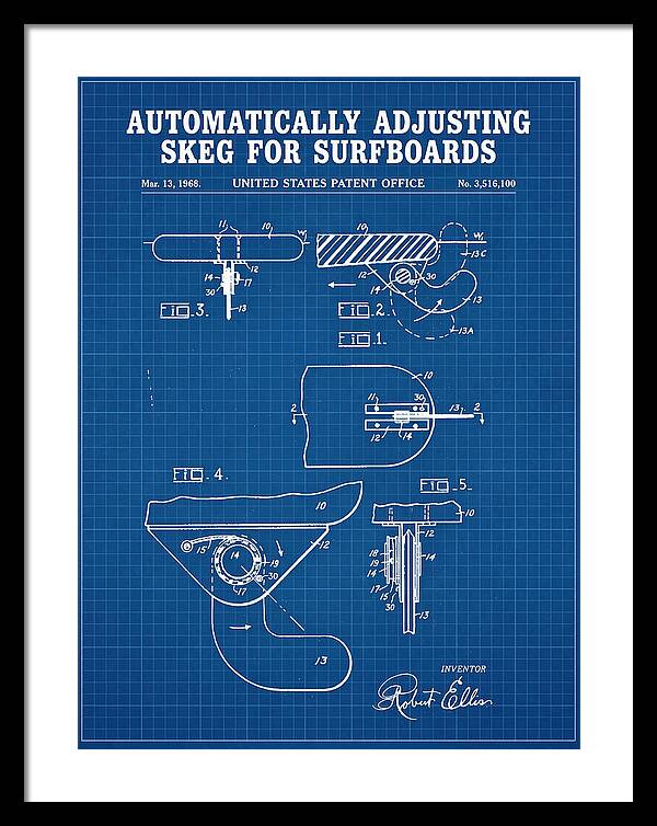 Adjusting Surfboard Skeg Blueprint Patent Us3516100a