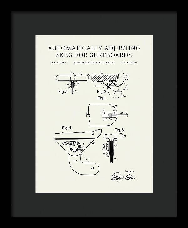 Adjusting Surfboard Skeg Minimalist Patent Us3516100a