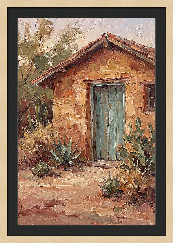 Adobe House With Turquoise Door