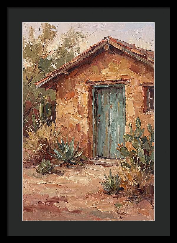 Adobe House With Turquoise Door