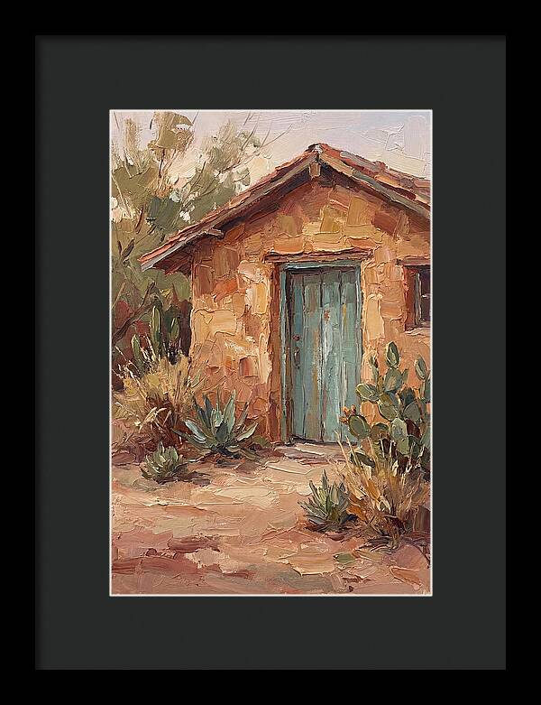 Adobe House With Turquoise Door