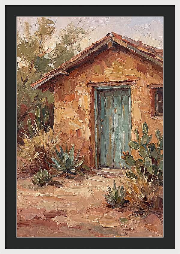 Adobe House With Turquoise Door