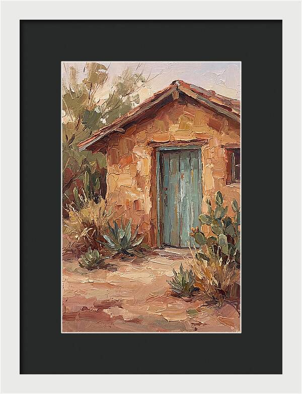 Adobe House With Turquoise Door