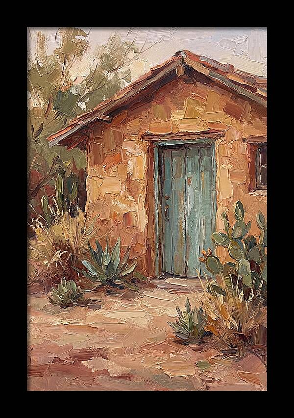 Adobe House With Turquoise Door