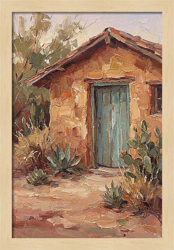 Adobe House With Turquoise Door