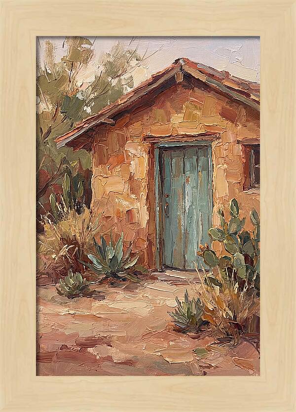 Adobe House With Turquoise Door