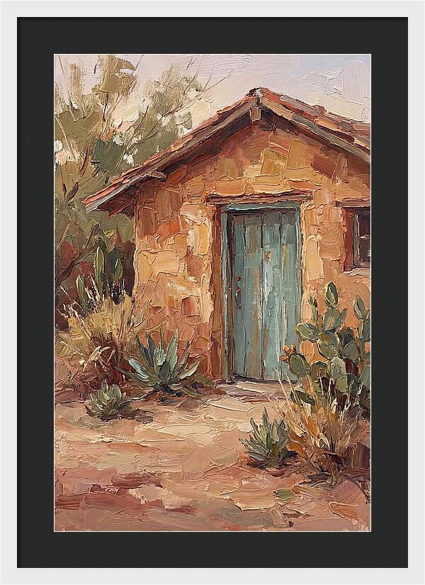 Adobe House With Turquoise Door