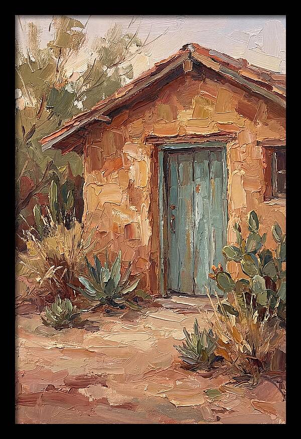 Adobe House With Turquoise Door