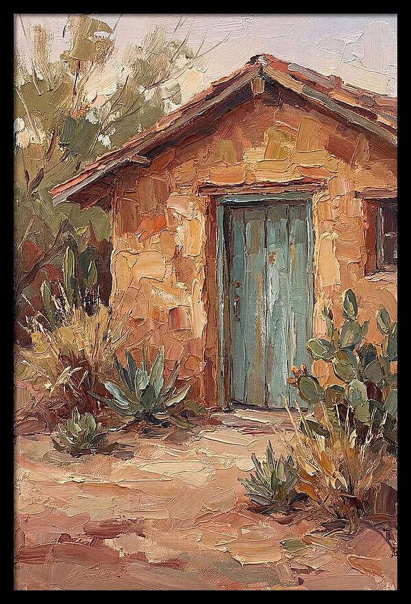 Adobe House With Turquoise Door