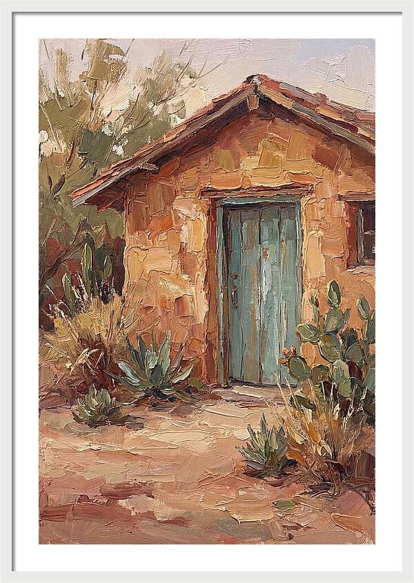 Adobe House With Turquoise Door