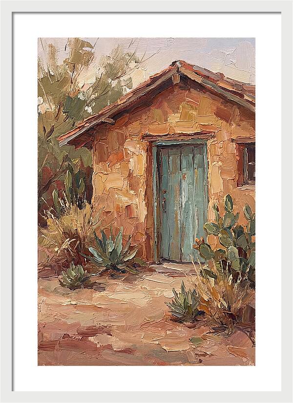 Adobe House With Turquoise Door