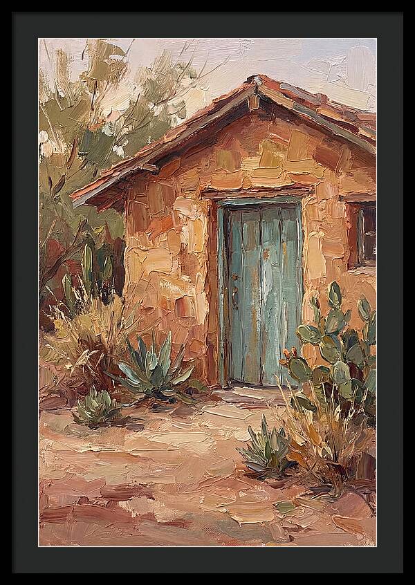 Adobe House With Turquoise Door