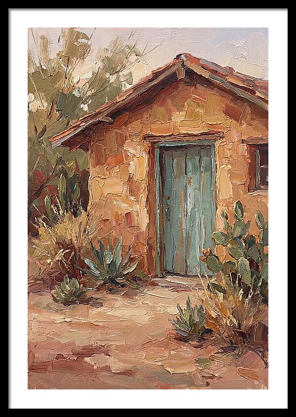 Adobe House With Turquoise Door