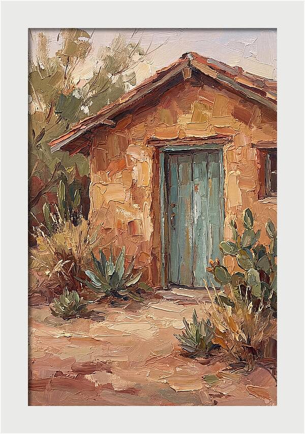 Adobe House With Turquoise Door