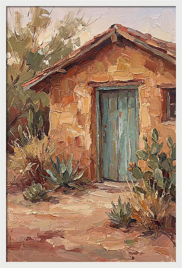 Adobe House With Turquoise Door