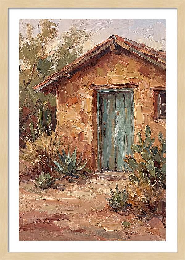 Adobe House With Turquoise Door