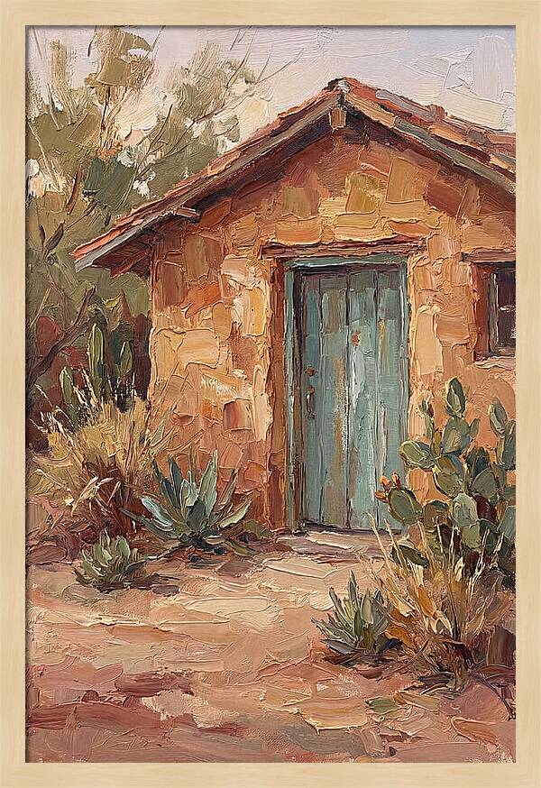 Adobe House With Turquoise Door