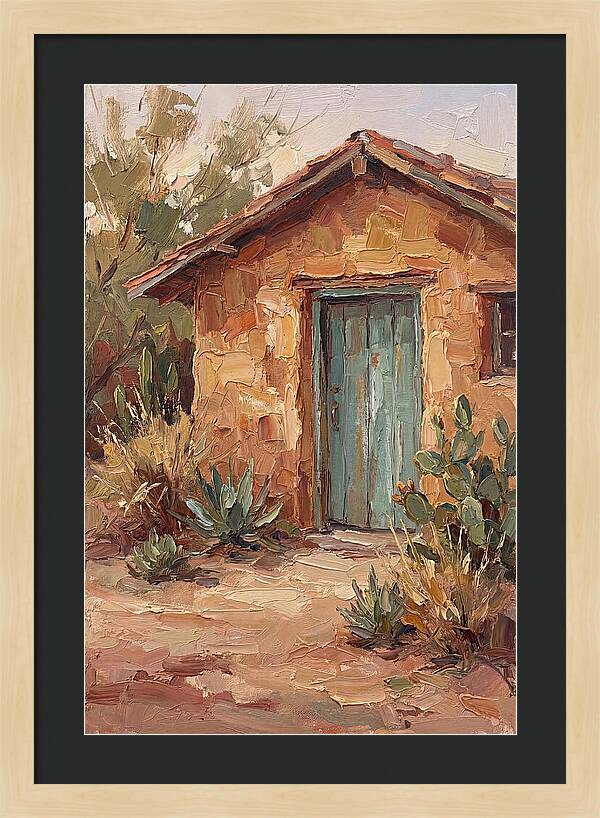 Adobe House With Turquoise Door