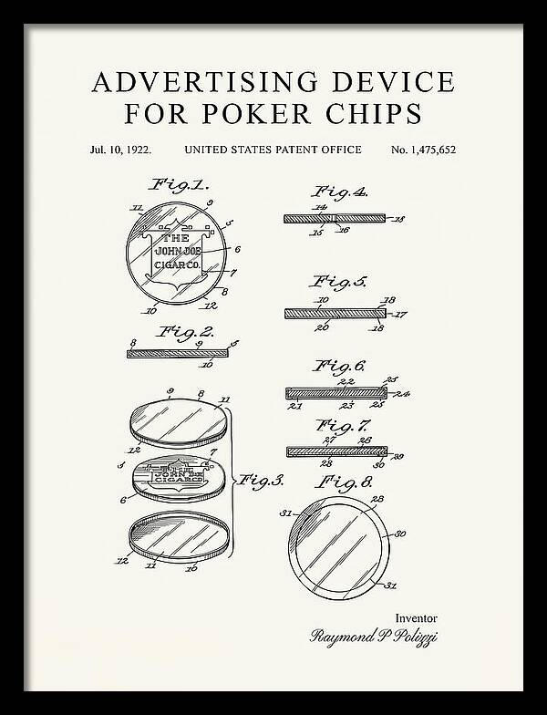Advertising Device For Poker Chips Minimalist Patent Us1475652a